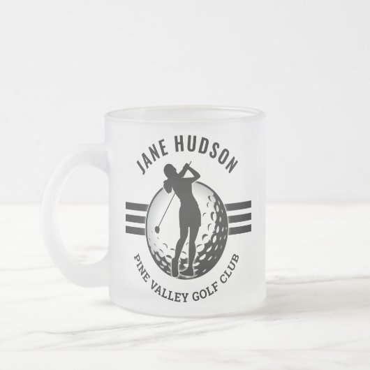 Elegant vrouwen golfer ontwerp matglas koffiemok (Links)