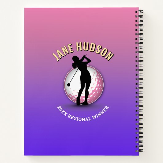 Elegant vrouwen golfer ontwerp notitieboek (Achterkant)