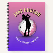 Elegant vrouwen golfer ontwerp notitieboek (Voorkant)