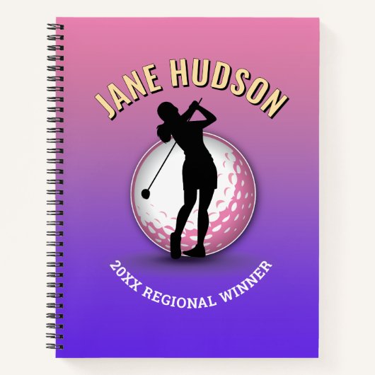 Elegant vrouwen golfer ontwerp notitieboek (Voorkant)