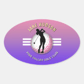 Elegant vrouwen golfer ontwerp ovale sticker (Voorkant)