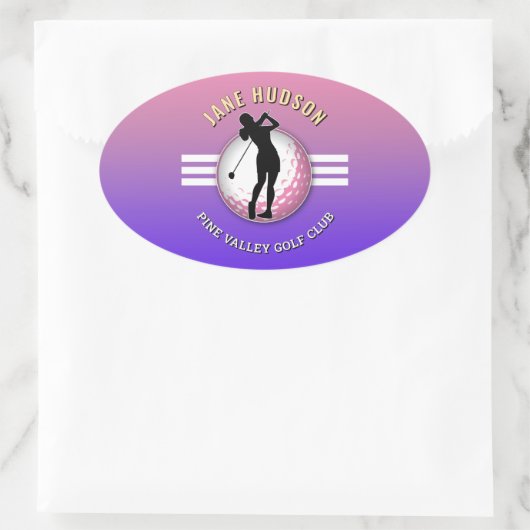 Elegant vrouwen golfer ontwerp ovale sticker (Tas)