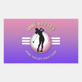 Elegant vrouwen golfer ontwerp rechthoekige sticker