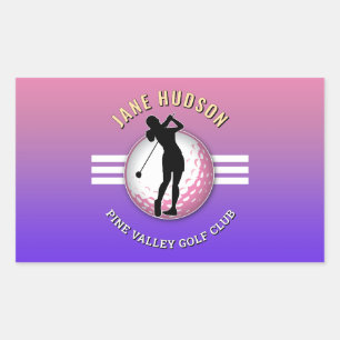 Elegant vrouwen golfer ontwerp rechthoekige sticker