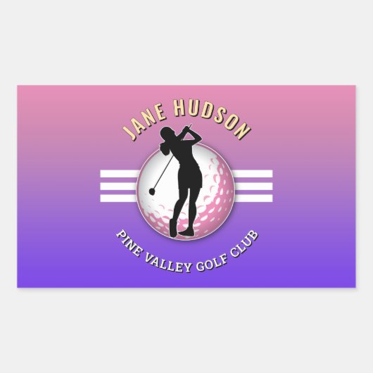 Elegant vrouwen golfer ontwerp rechthoekige sticker (Voorkant)