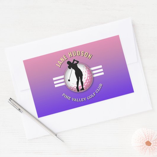 Elegant vrouwen golfer ontwerp rechthoekige sticker (Envelop)