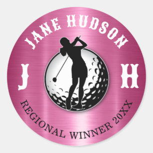Elegant vrouwen golfer ontwerp ronde stok sticker