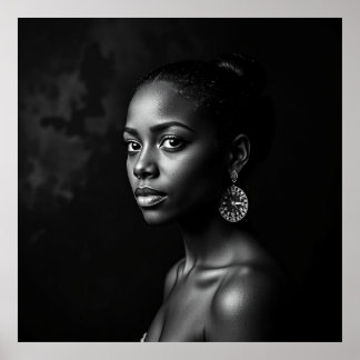 Elegant Vrouwen Portret – Houtskool Zwart & Wit A Poster