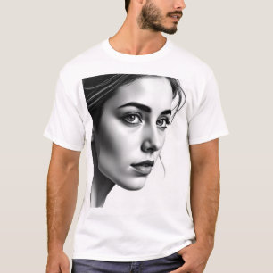 Elegant Vrouwen Portret – Houtskool Zwart & Wit A T-shirt