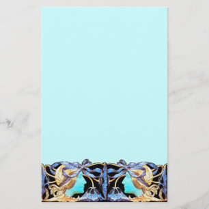 ELEGANT VROUWENBEAUTY JEWEL/LADY,BLAUW BOW,FLOWERS BRIEFPAPIER