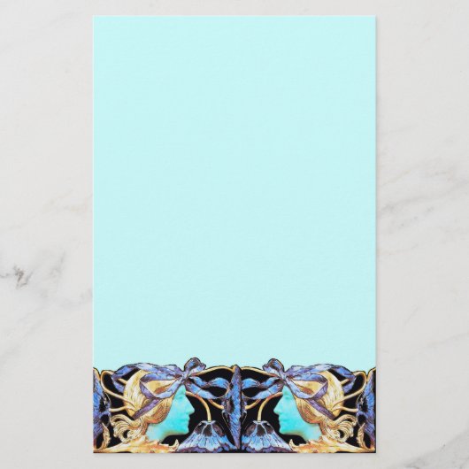 ELEGANT VROUWENBEAUTY JEWEL/LADY,BLAUW BOW,FLOWERS BRIEFPAPIER (Voorkant)