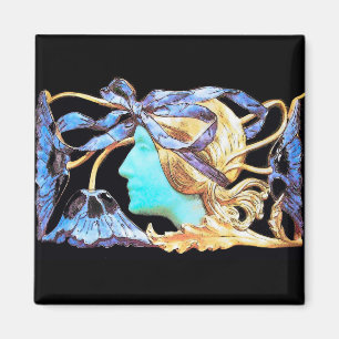 ELEGANT VROUWENBEAUTY JEWEL/LADY,BLAUW BOW,FLOWERS MAGNEET