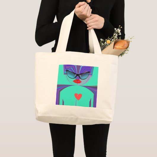 Elegant vrouwenportret: een kleurrijk kunstwerk grote tote bag (Voorkant (product))