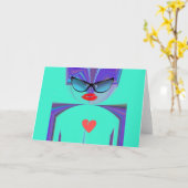 Elegant vrouwenportret: een kleurrijk kunstwerk kaart (Gele Bloem)