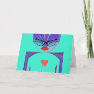 Elegant vrouwenportret: een kleurrijk kunstwerk kaart