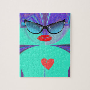 Elegant vrouwenportret: een kleurrijk kunstwerk legpuzzel