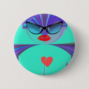 Elegant vrouwenportret: een kleurrijk kunstwerk ronde button 5,7 cm