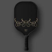 Elegant Vuur Zwart Gouden Vlam Tribal Pickleball Paddle