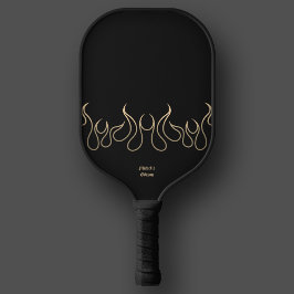 Elegant Vuur Zwart Gouden Vlam Tribal Pickleball Paddle