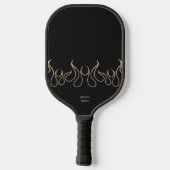 Elegant Vuur Zwart Gouden Vlam Tribal Pickleball Paddle (Achterkant)