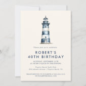 Elegant vuurtoren verjaardagsfeest voor volwassene kaart (Voorkant)