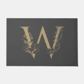 Elegant W Boho Floral Monogram Initiaal Goud Goud Deurmat (Voorkant)