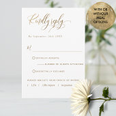 Elegant W/without Meals, White and Gold, Weddensch RSVP Kaartje