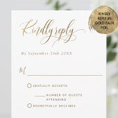 Elegant W/without Meals, White and Gold, Weddensch RSVP Kaartje