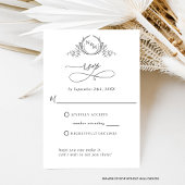 Elegant W./Zonder maaltijden Monogram wit en zwart RSVP Kaartje