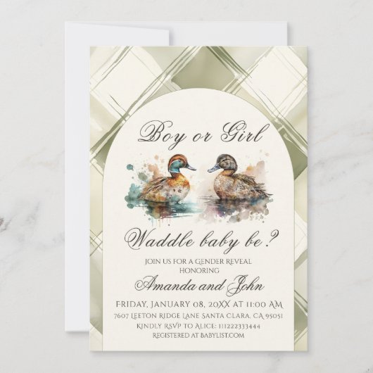 Elegant Waddle It Be Duck Gender Reveal Kaart (Voorkant)