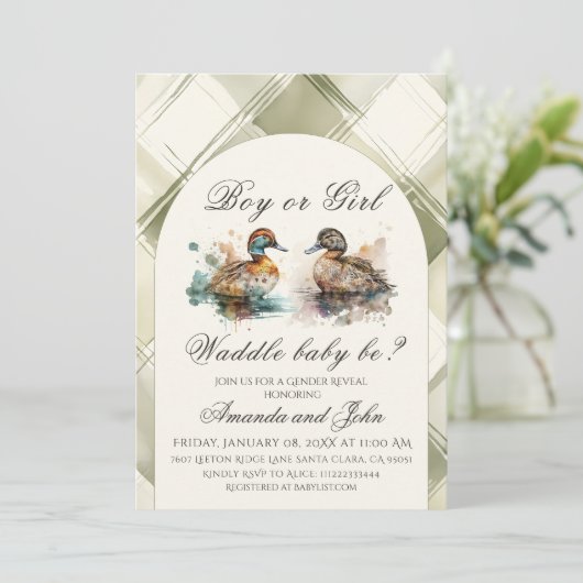 Elegant Waddle It Be Duck Gender Reveal Kaart (Staand voorkant)