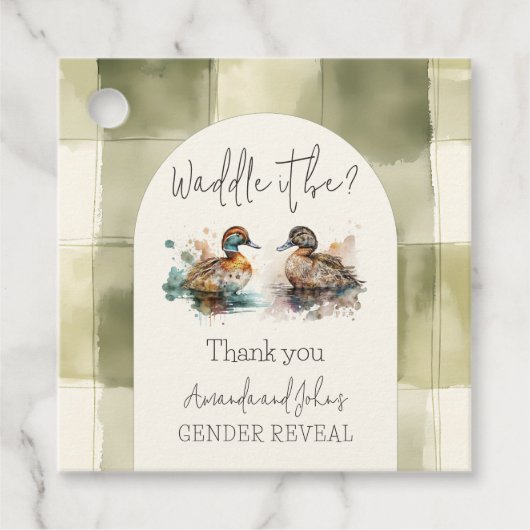 Elegant Waddle It Be Mallard Duck Genderonthulling Bedankjes Labels (Voorkant)