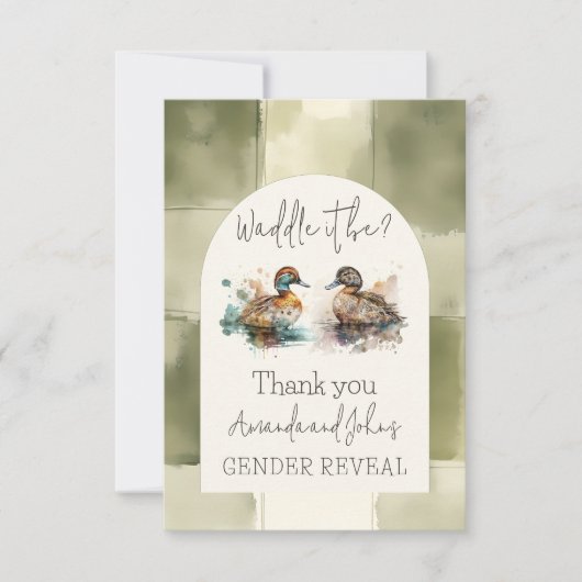 Elegant Waddle It Be Mallard Duck Genderonthulling Bedankkaart (Voorkant)