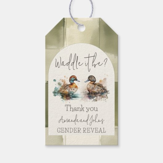Elegant Waddle It Be Mallard Duck Genderonthulling Cadeaulabel (Voorkant)
