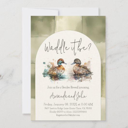 Elegant Waddle It Be Mallard Duck Genderonthulling Kaart (Voorkant)