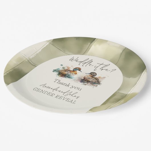 Elegant Waddle It Be Mallard Duck Genderonthulling Papieren Bordje (Gekanteld)