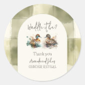 Elegant Waddle It Be Mallard Duck Genderonthulling Ronde Sticker (Voorkant)
