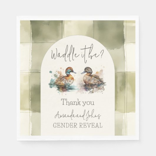 Elegant Waddle It Be Mallard Duck Genderonthulling Servet (Voorkant)