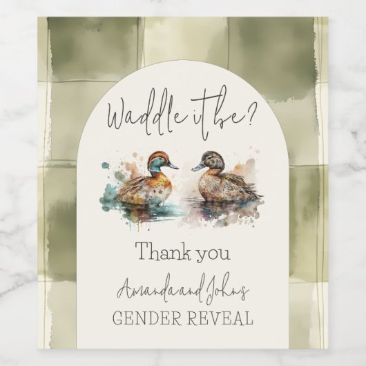 Elegant Waddle It Be Mallard Duck Genderonthulling Wijn Etiket (Enkel label)