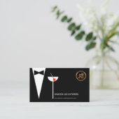 Elegant Waiter's Tuxedo Simple Martini Glass Chef Visitekaartje (Staand voorkant)