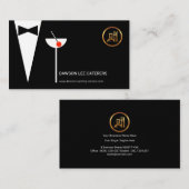 Elegant Waiter's Tuxedo Simple Martini Glass Chef Visitekaartje (Voorkant / Achterkant)