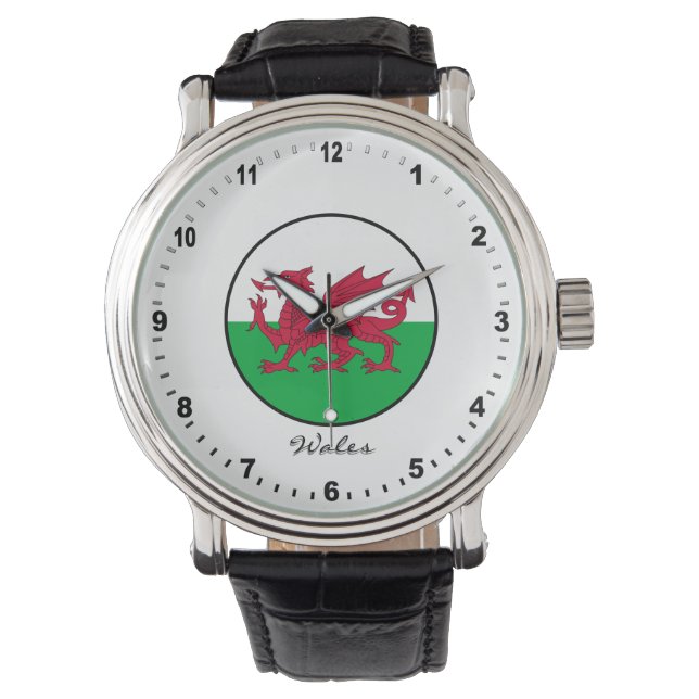 Elegant Wales Watch & Welsh Flag/Cymru Horloge (Voorkant)