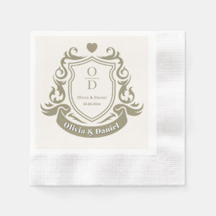Elegant wapen in vintage-stijl bruiloftsmonogram servet