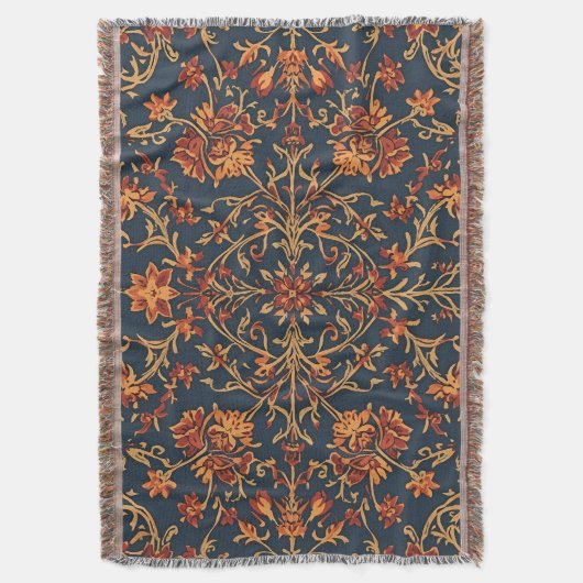 Elegant Warm  Bloemen Barok Damask Deken (Voorkant Verticaal)