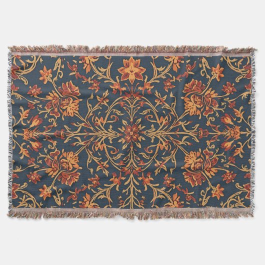 Elegant Warm  Bloemen Barok Damask Deken (Voorkant)