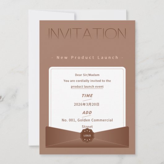 Elegant Warm Brown New Product Launch Invitation – Kaart (Voorkant)