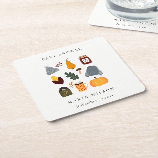 Elegant Warm Cozy Autumn Essential Baby shower Kartonnen Onderzetters (Schuin)