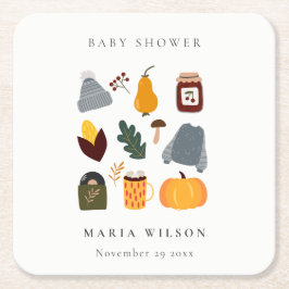 Elegant Warm Cozy Autumn Essential Baby shower Kartonnen Onderzetters
