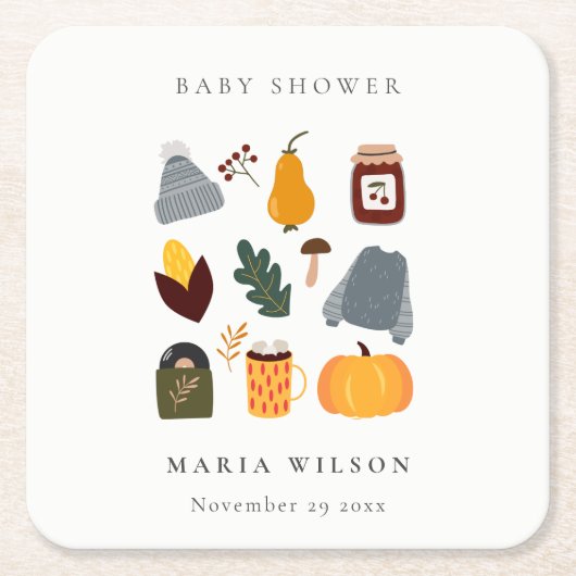 Elegant Warm Cozy Autumn Essential Baby shower Kartonnen Onderzetters (Voorkant)