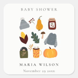 Elegant Warm Cozy Autumn Essential Baby shower Vierkante Sticker